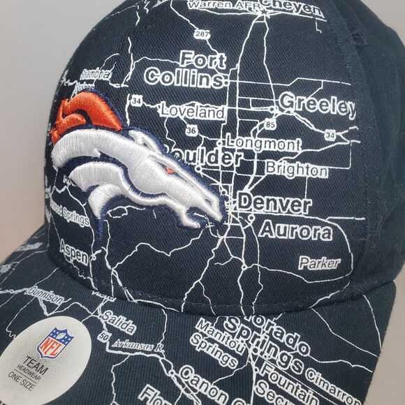 Rare Denver Broncos Adjustable Hat Map Of Colorado Ball Cap 3D Embroidered NWOT - Picture 3 of 11